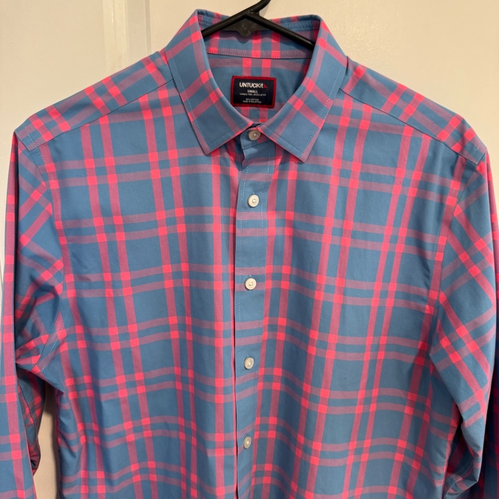 UNTUCKit Wrinkle-free Shirt - Blue/Pink - Regular Fit - Small